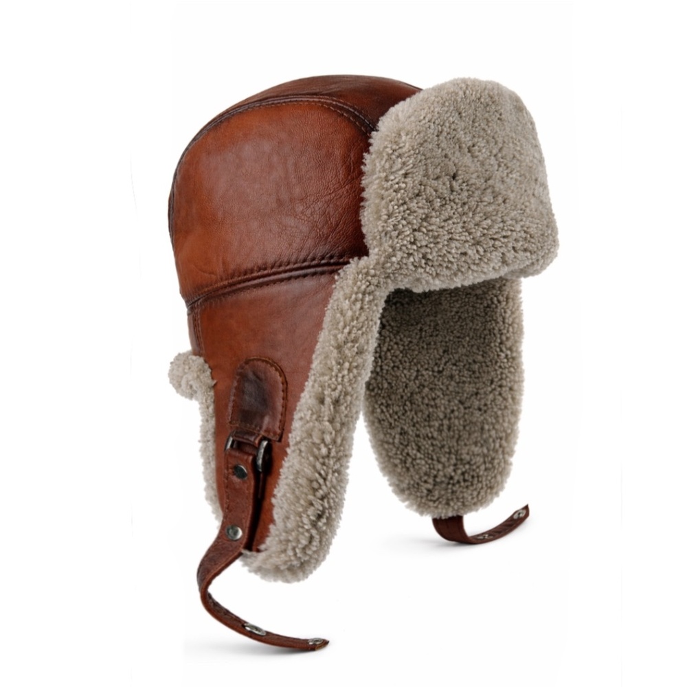 Shearling Sheepskin Leather Trapper Hat Aviator | Winter Hat | Ushanka